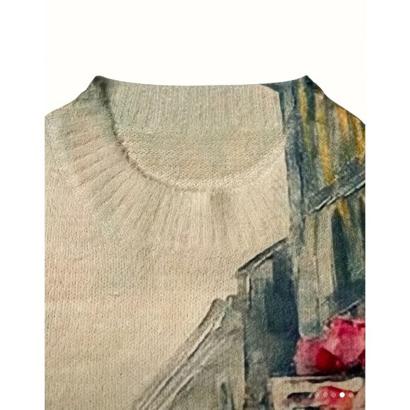 Artistic Multicolor Plus Size XL Crew Neck Pullover Sweater With Paris Street S - Picture 4 of 5